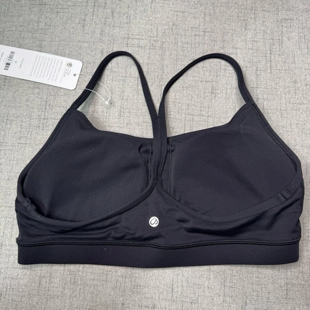 CRZ Yoga Butterluxe Y Back Sports Bra Padded Racerback Black Medium NWT
